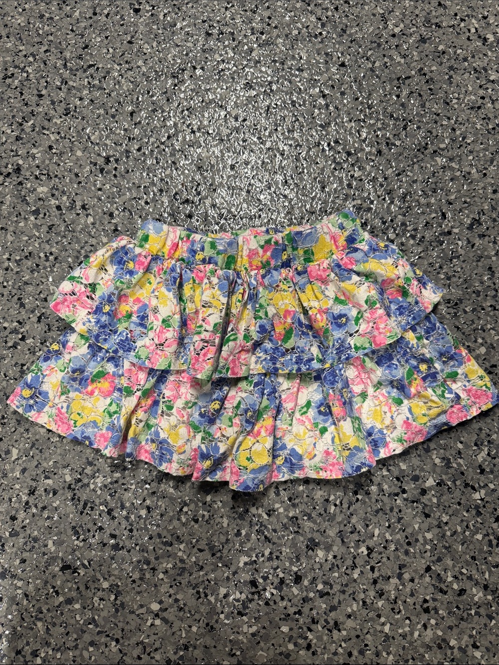 Disney Multicolor Floral Tiered Skirt - Pink Blue Yellow Green Cream